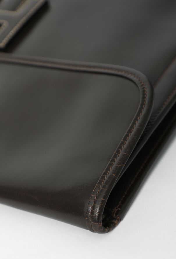 Hermès Vintage Brown Box Jige GM Clutch - 8