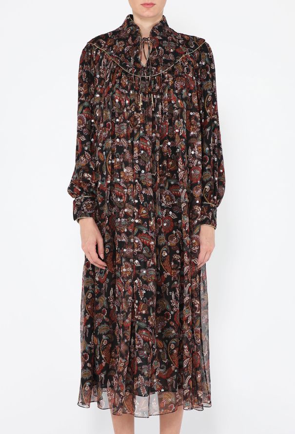 Céline Silk Paisley Prairie Dress, Resort 2021 - 4