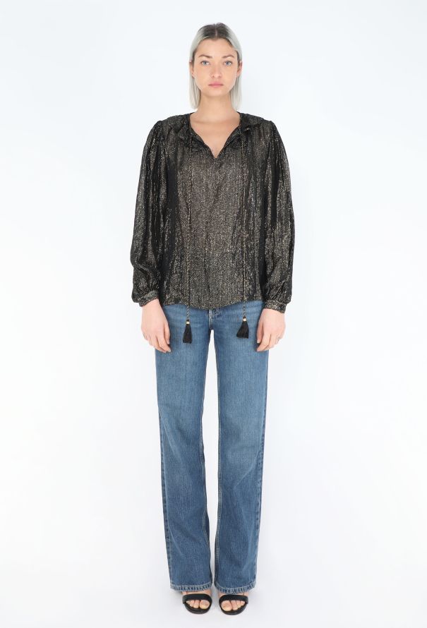Saint Laurent RARE 1976 Russian Lamé Tassel Blouse - 3