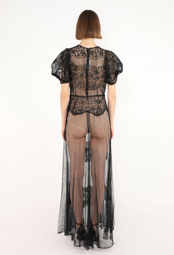 Antique Silver Lamé Lace Gown, 1930s - 5
