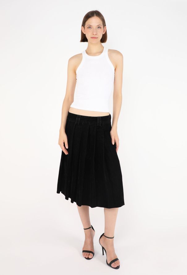 Miu Miu Velvet Logo Pleated Skirt, 2024 - 1