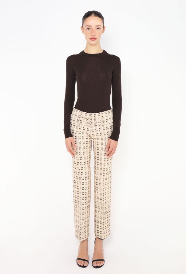 Prada S/S 2002 Belted Brocade Trousers - 5