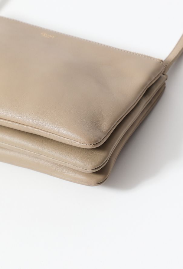 CELINE Trio bag Small Leather black Shoulder Bag Auth From JAPAN