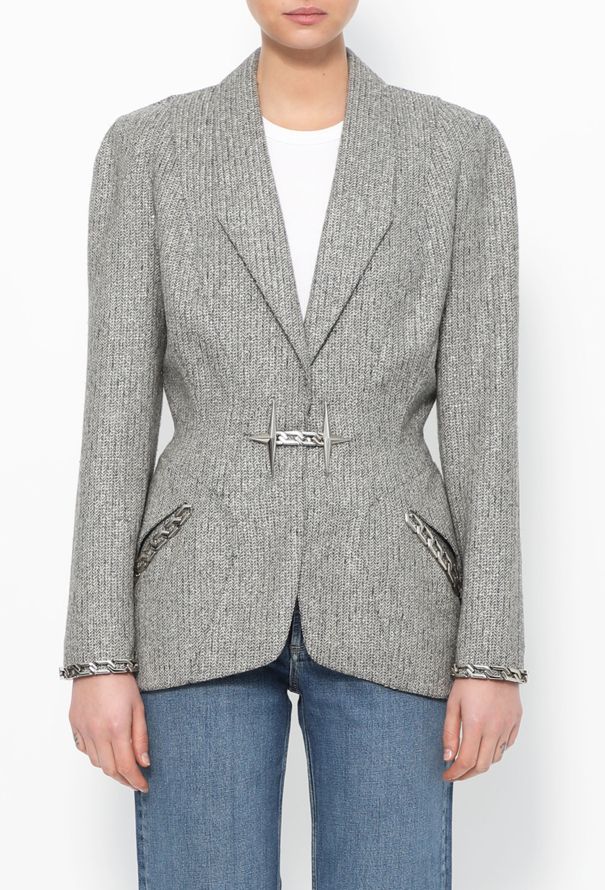 Thierry Mugler 1989 Cinched Chainlink Lamé Blazer - 1