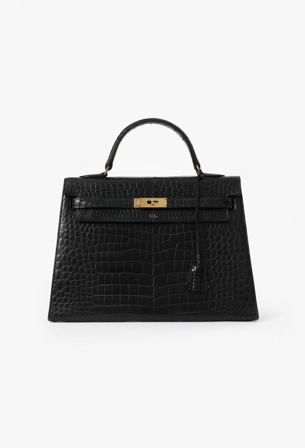Hermès Black Porosus Kelly Sellier 32, 1964 - 1