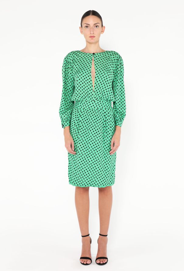 Valentino '90s Clover Print Silk Dress - 3