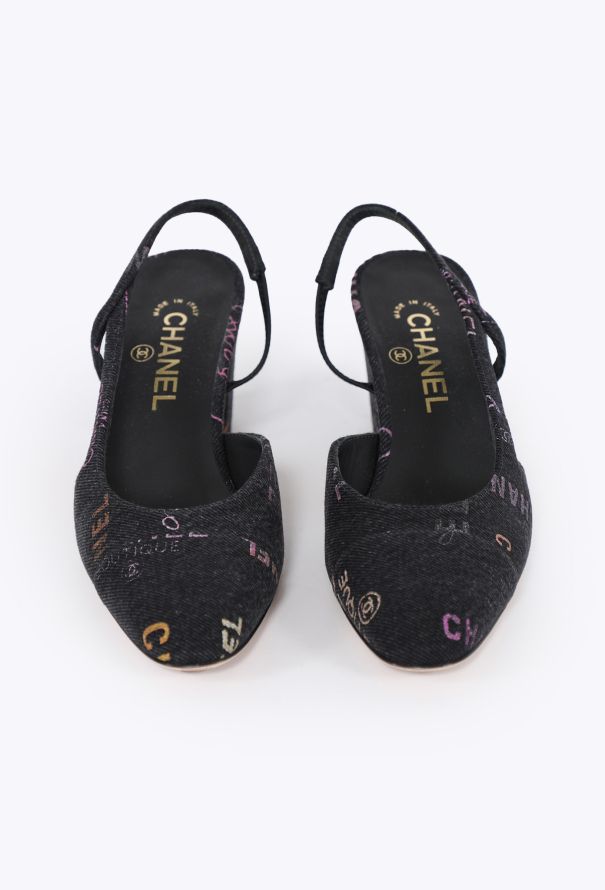 Chanel 2022 Denim Logo Slingbacks - 2