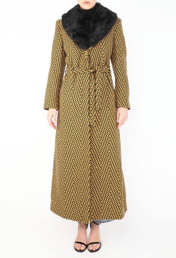 Versace '90s Chevron Belted Coat - 4