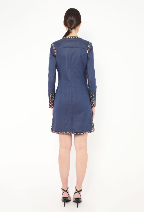 Chanel F/W 2004 Embroidered Trim Denim Dress - 5 Chanel F/W 2004 Embroidered Trim Denim Dress - 5
