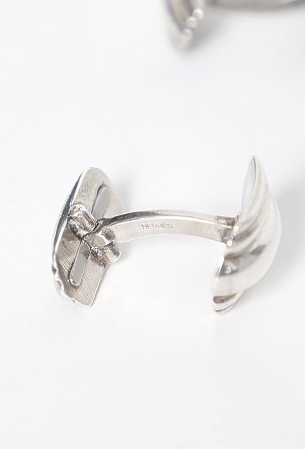 Hermès Vintage Textured Silver Cufflinks - 4