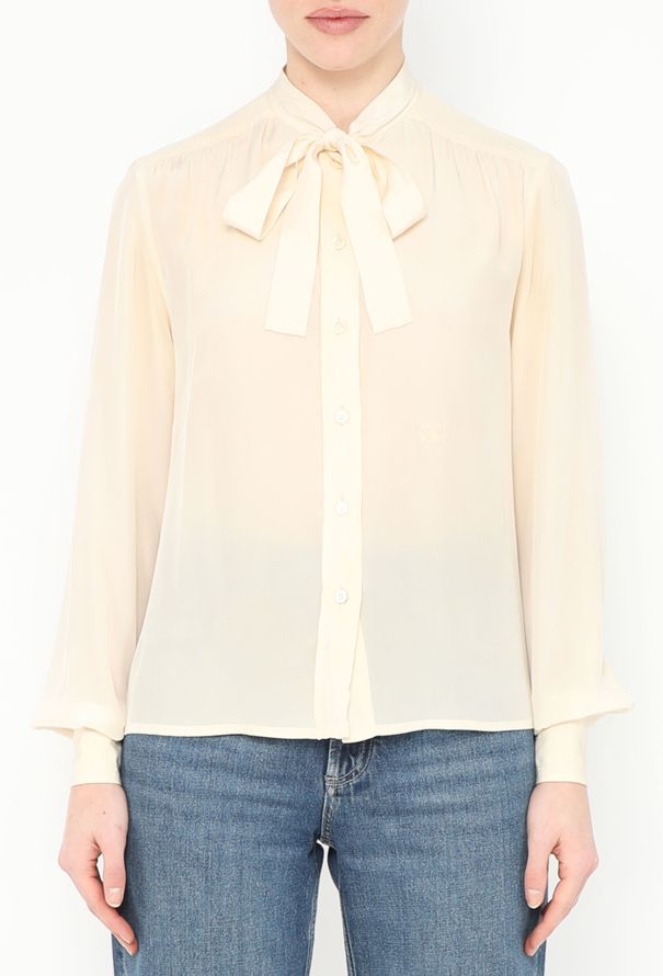 Céline '70s Classic Silk Lavallière Blouse - 1
