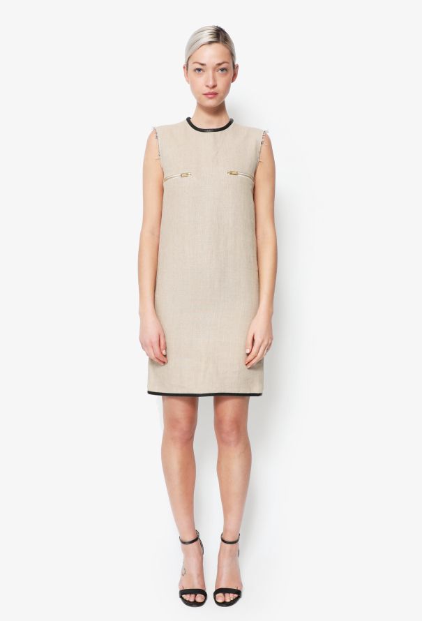 Louis Vuitton 2014 Leather Trim Sleeveless Denim Dress