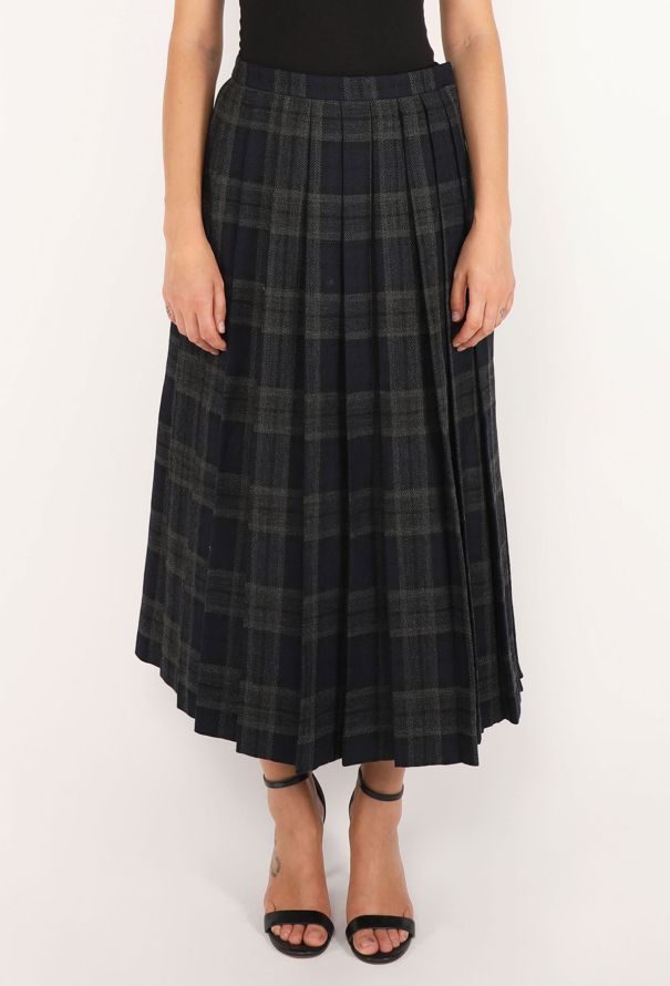Dior Tartan Pleated Wrap Skirt - 2