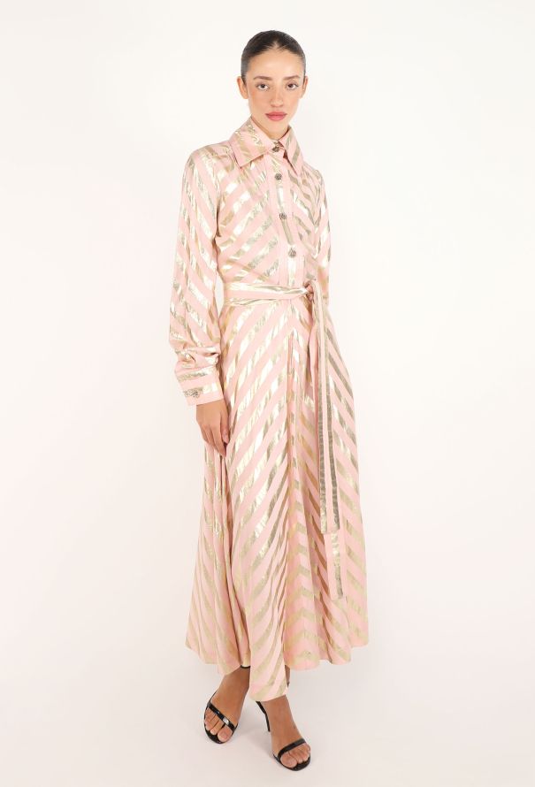 Jean Varon Chevron Lamé Dress, 1970s - 2
