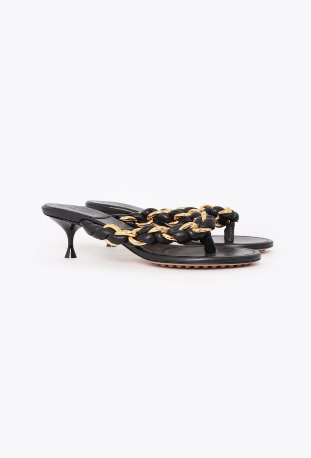 Bottega Veneta 2021 Braided Chainlink Kitten Sandals - 3