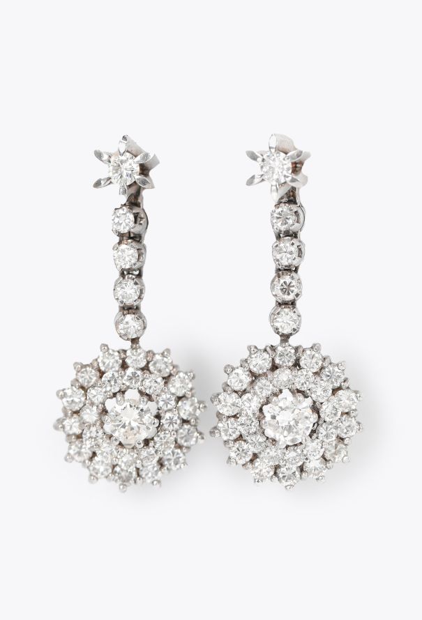 Vintage Fine Jewelry 18k White Gold & Diamond Earrings - 1
