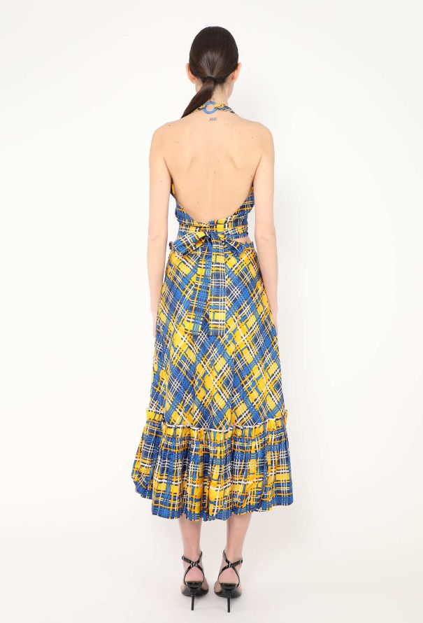Saint Laurent Vintage Ruffled Plaid Halter Ensemble - 3