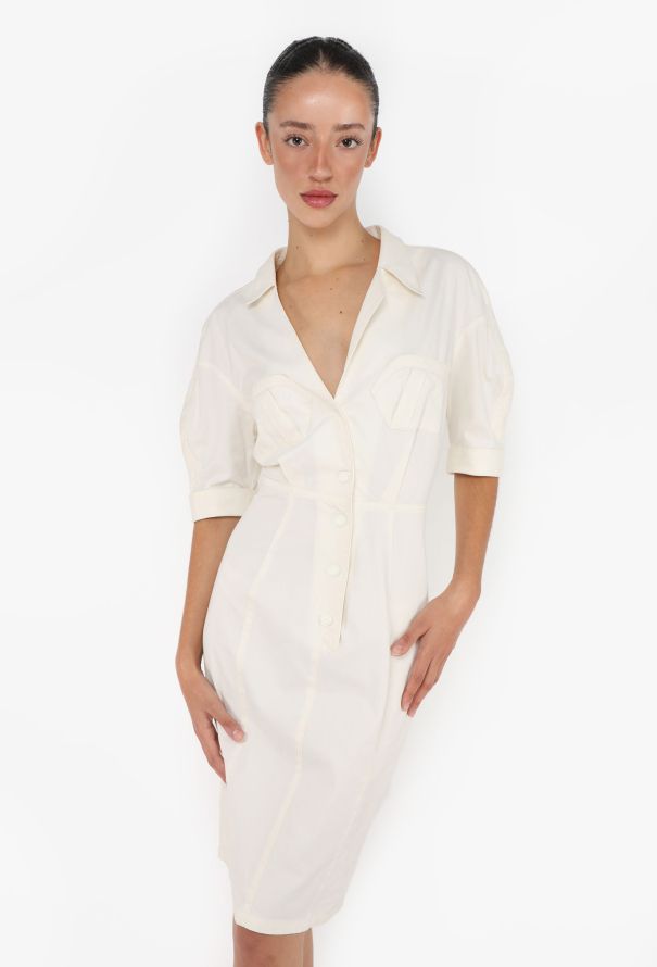 Thierry Mugler Vintage Hourglass Cotton Dress - 1