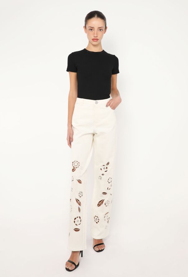 Chanel 2024 Floral Cut-Out 'CC' Jeans - 1