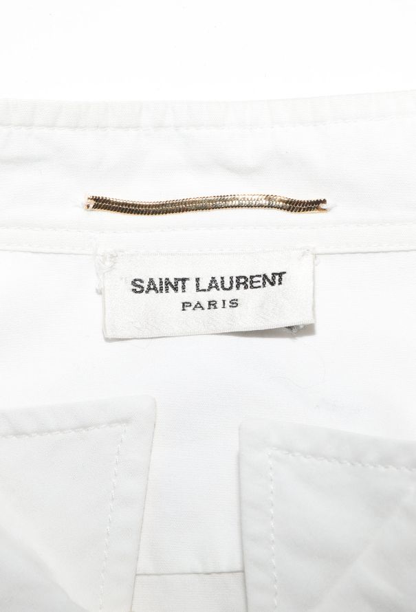 Saint Laurent 2014 Ruffled Poplin Bib Shirt - 5
