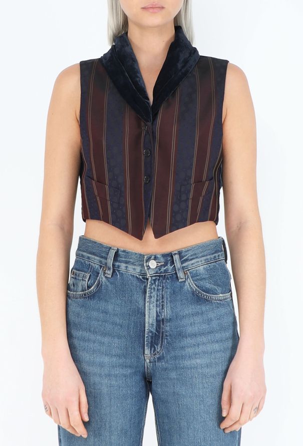 Romeo Gigli 1993 Striped Velvet Shawl Vest - 1