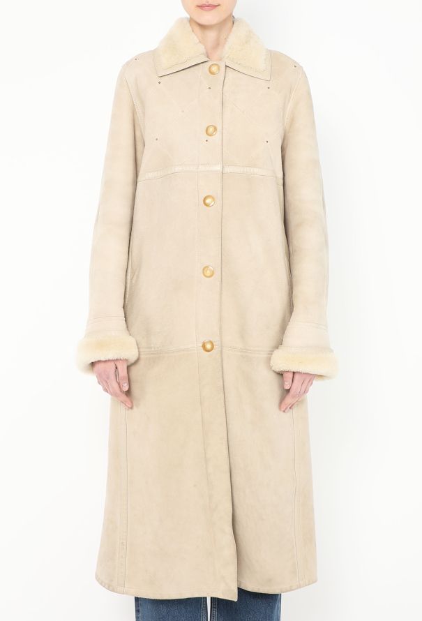 Céline Vintage Suede Shearling-Lined Coat - 3 Céline Vintage Suede Shearling-Lined Coat - 3