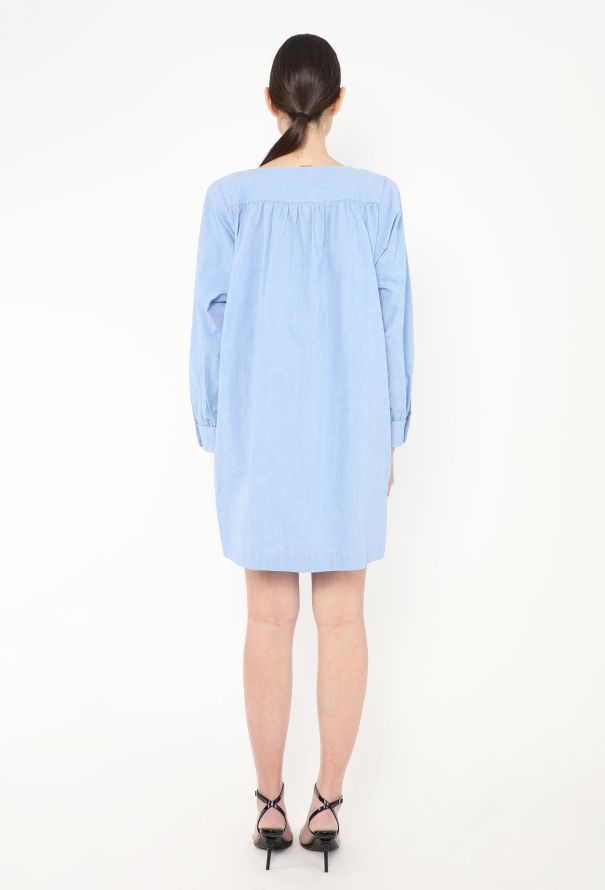Saint Laurent '70s Ruched Cotton Smock Dress - 6 Saint Laurent '70s Ruched Cotton Smock Dress - 6
