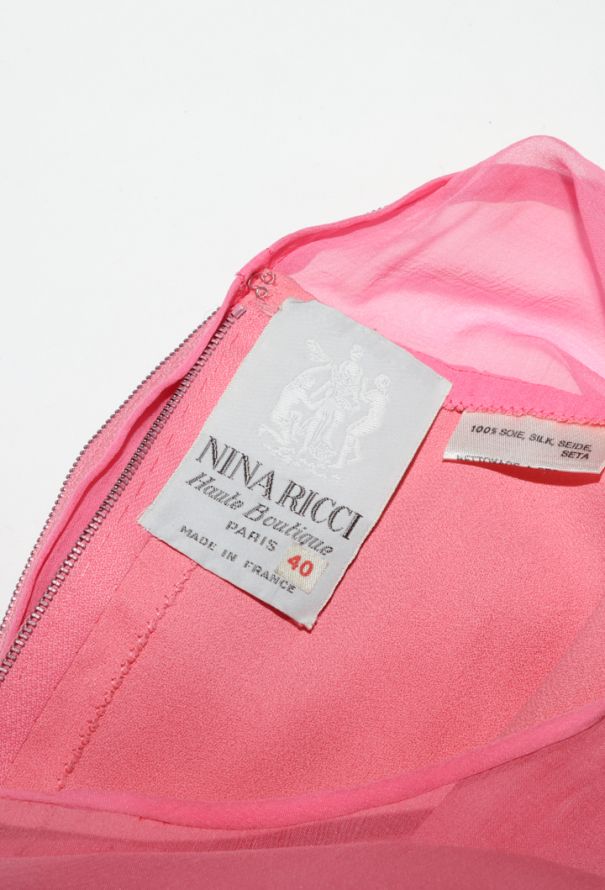 Nina Ricci Bicolor Pleated Silk Dress, 1970s - 5