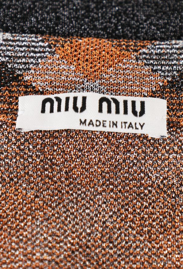 Miu Miu Lamé Plaid Knit Button-Up Top, S/S 2021 - 7