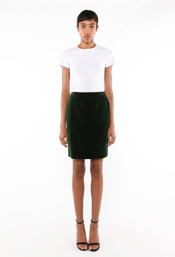 Chanel Vintage Velvet 'CC' Button Skirt - 3