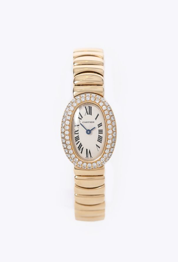 Cartier 18K Yellow Gold & Diamonds Mini Baignoire Watch - 1 Cartier 18K Yellow Gold & Diamonds Mini Baignoire Watch - 1