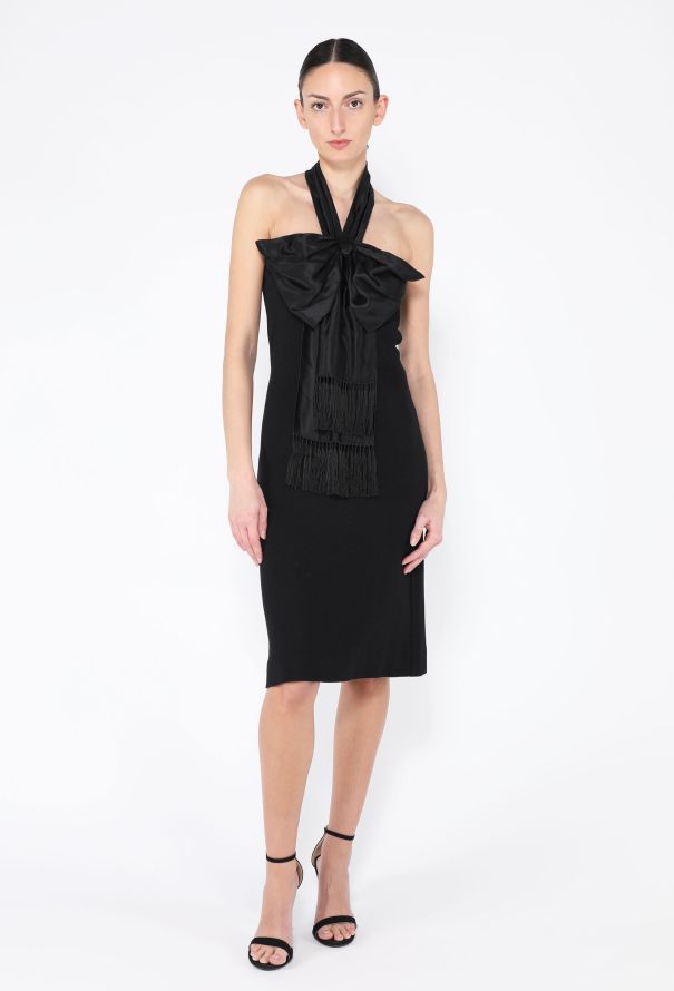 Dior 2008 Silk Tassel Bow Halter Dress - 1