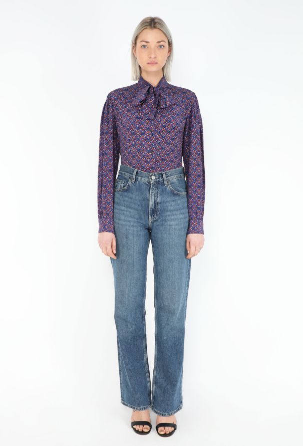 Saint Laurent '70s Printed Silk Lavallière Blouse - 2