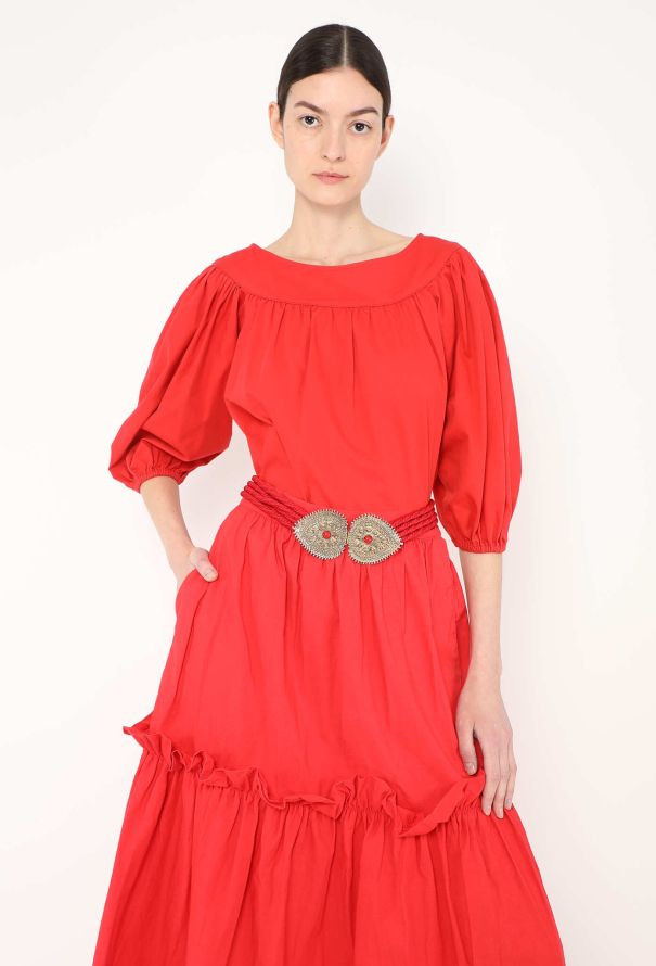 Saint Laurent 1982 Ruched Cotton Peasant Top - 1