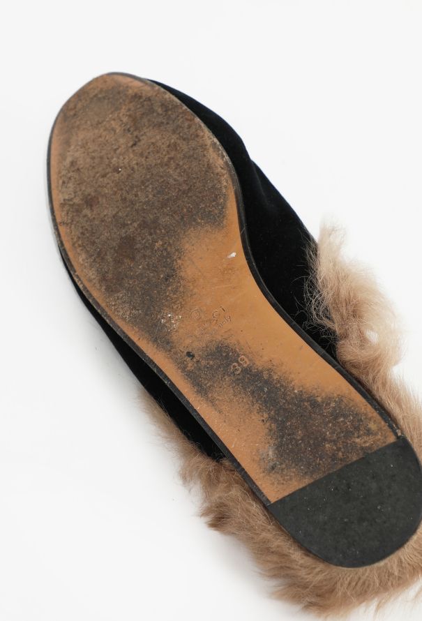 Gucci 2015 Velvet and Fur Princetown Slides - 5