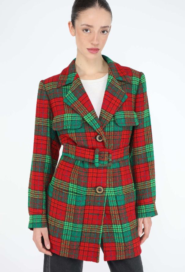 Saint Laurent F/W 1996 Tartan Belted Blazer - 1