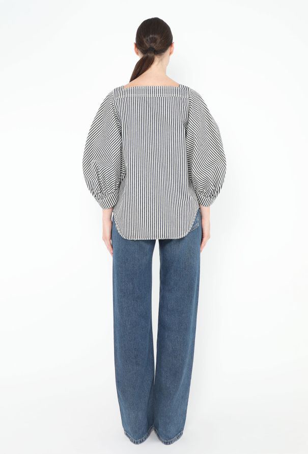 Chloé S/S 2017 Striped Denim Top - 4