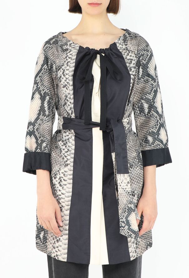 Prada 2009 Snake Print Belted Silk Jacket - 4
