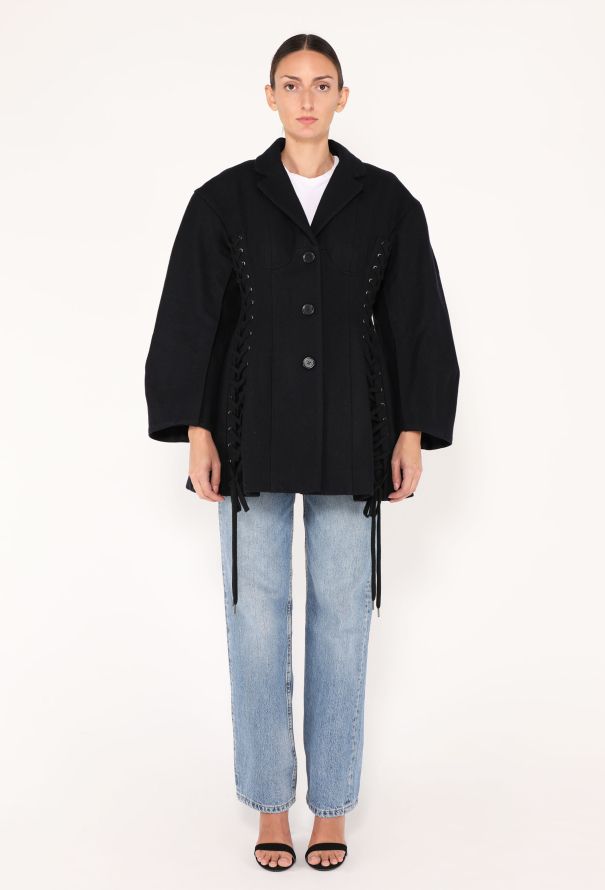 F/W 2024 Lace Up Peacoat - 4