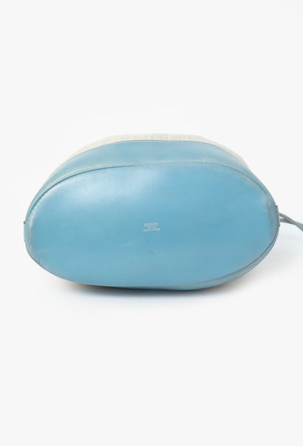 Hermès '90s Toile Rayée & Bleu Jean Box Market Bag GM - 6