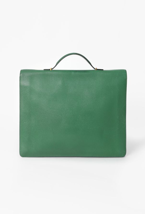 Hermès Rare '90 Green Courchevel Kelly Cross Briefcase - 4 Hermès Rare '90 Green Courchevel Kelly Cross Briefcase - 4