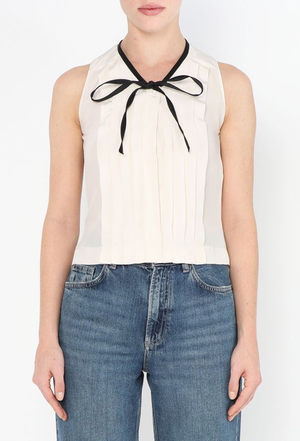 Chanel Ruffled Silk Lavallière Blouse - 1