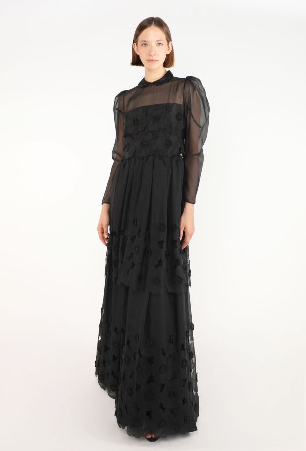 Les 5A Floral Appliqué Gown, 1990s - 2