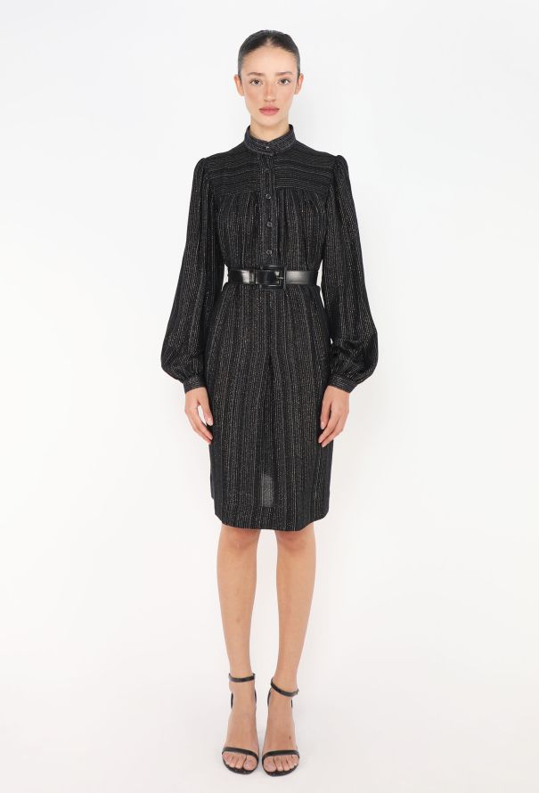Saint Laurent 1976 Russian Pinstripe Lamé Tunic - 3