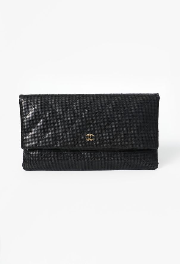 Chanel Quilted Pixel-Effect Foldover Clutch - 1