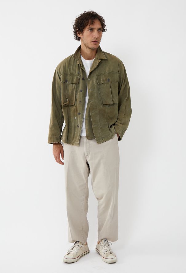 Men's Vintage 1940s WWII Herringbone Field Jacket - 3