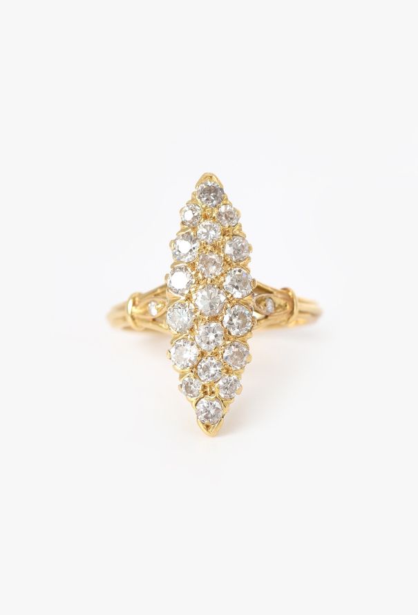 Vintage Fine Jewelry 18k Yellow Gold & Diamond Marquise Ring - 1