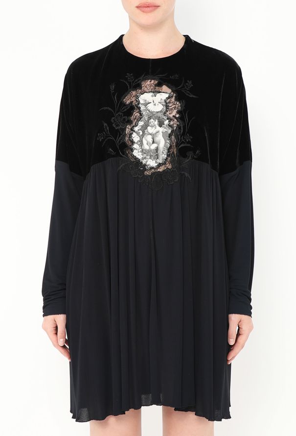 Jean Paul Gaultier '90s Embroidered Velvet Portrait Dress - 1