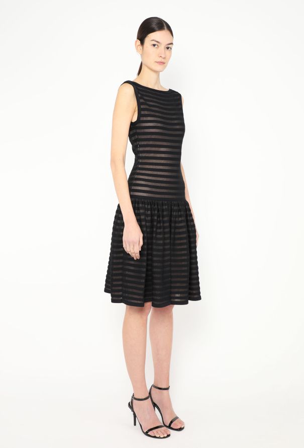 Alaïa Striped Open-Back Skater Dress - 3 Alaïa Striped Open-Back Skater Dress - 3