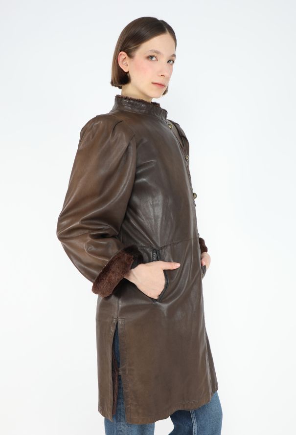 Saint Laurent Vintage Shearling-lined Leather Coat - 6